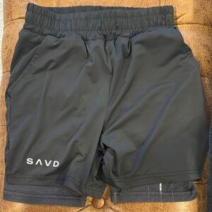 Boys SAVD Athletic Shorts 4XS (Fits Size 6–8) Black Lion Graphic